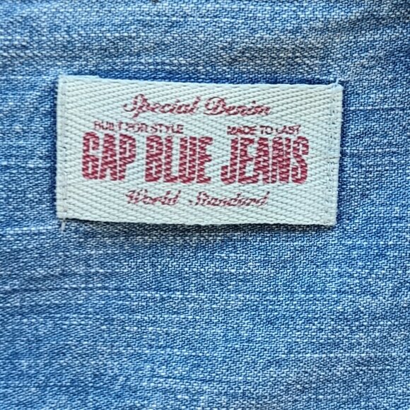 Vintage GAP Men's Denim Shirt Button-Up Long Sleeve Metal Rivet Buttons Medium - Picture 4 of 14